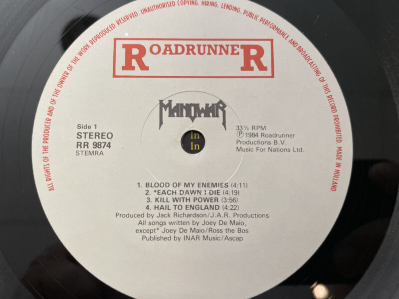 Manowar Vinyl LP Hail to England vom 1984 in Holland